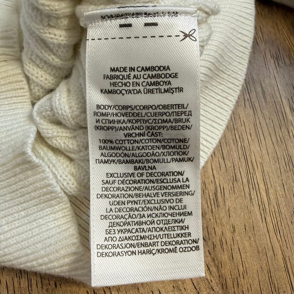 Ralph Lauren Mini-Cable 100% Cotton Cardigan Sweater Logo White Baby 18 Months - Picture 5 of 11